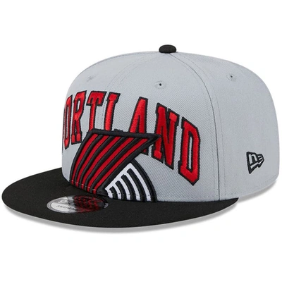 New Era Men's  Gray, Black Portland Trail Blazers Tip-off Two-tone 9fifty Snapback Hat In Gray,black