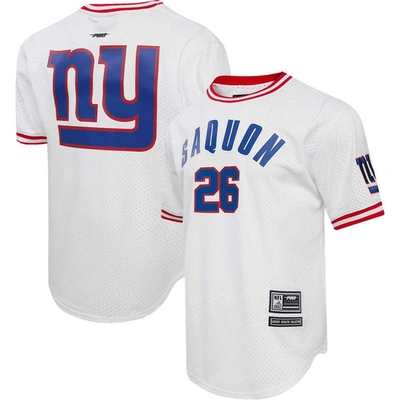 Pro Standard Men's  Saquon Barkley White New York Giants Player Name And Number Mesh T-shirt