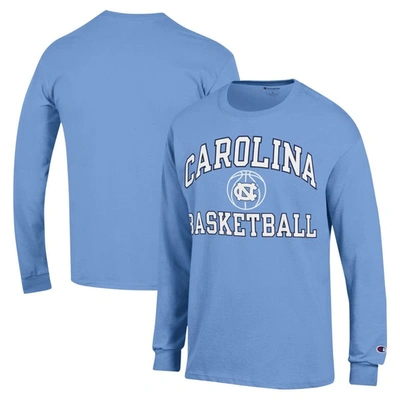Champion Carolina Blue North Carolina Tar Heels Basketball Icon Long Sleeve T-shirt In Light Blue