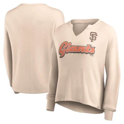 Fanatics Branded Cream San Francisco Giants Go For It Waffle Knit Long Sleeve Notch Neck T-shirt