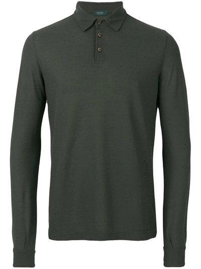 Zanone Cotton Three Buttons Polo Shirt In Green