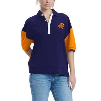 Tommy Jeans Purple Phoenix Suns Taya Puff Sleeve Pique Polo Shirt