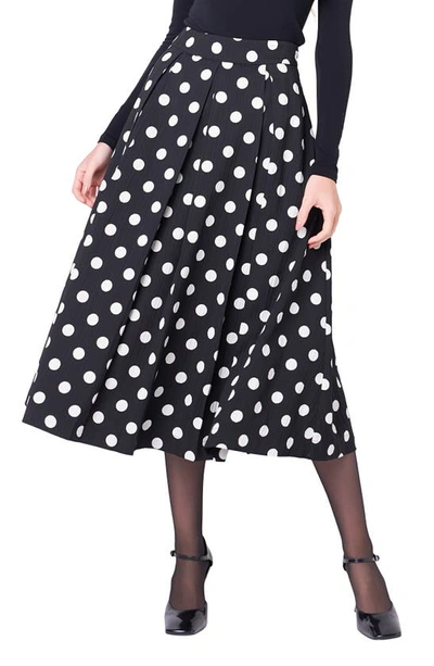 English Factory Women's Polka Dot Midi Full Skirt In Black