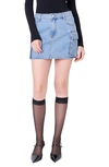 English Factory Women's Denim Cargo Low Rise Mini Skirt In Denim
