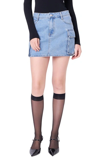 English Factory Women's Denim Cargo Low Rise Mini Skirt