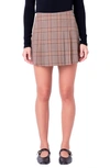 English Factory Plaid Pleated Miniskort In Brown