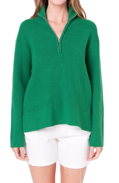English Factory Women's Zip Collared Sweater In Green