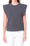 English Factory Women's Stripe Sleeveless T-shirt In White,black