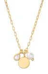 Brook & York Brook And York Cecilia Crystal & Imitation Pearl Charm Pendant Necklace In Gold