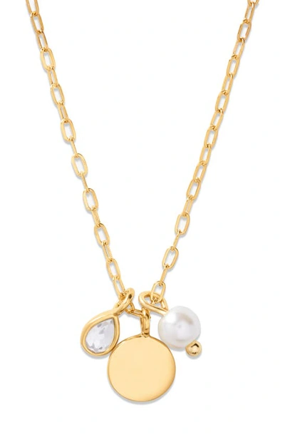 BROOK & YORK BROOK AND YORK CECILIA CRYSTAL & IMITATION PEARL CHARM PENDANT NECKLACE 