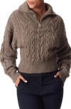 Sam Edelman Women's Jorden Quarter-zip Cable-knit Sweater In Brown