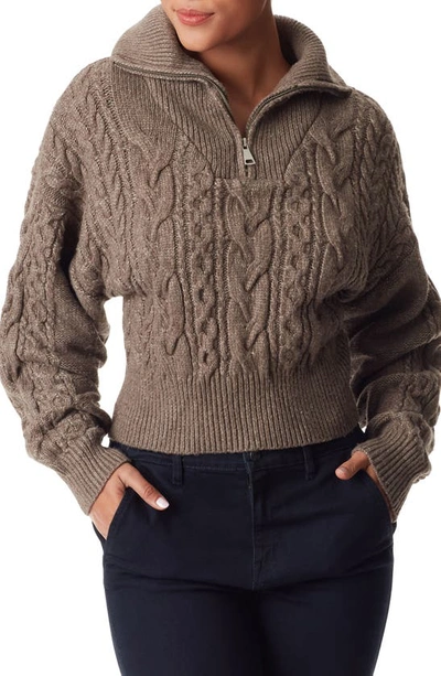 Sam Edelman Women's Jorden Quarter-zip Cable-knit Sweater In Brown