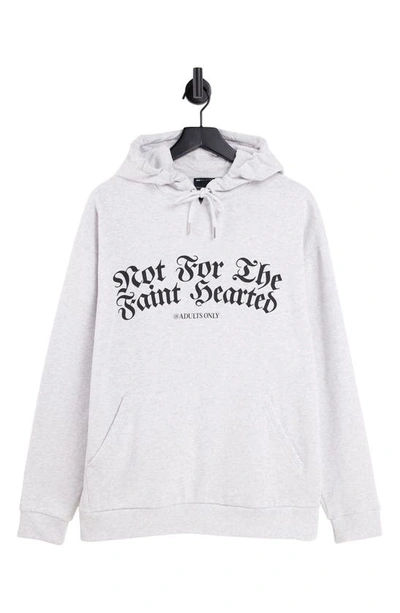Asos Design Oversized Hoodie With Gothic Text Print In White Heather