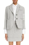 THOM BROWNE 4-BAR UNCONSTRUCTED SHRUNKEN TWEED BLAZER