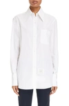 THOM BROWNE EXAGGERATED COLLAR EASY FIT COTTON BUTTON-UP SHIRT