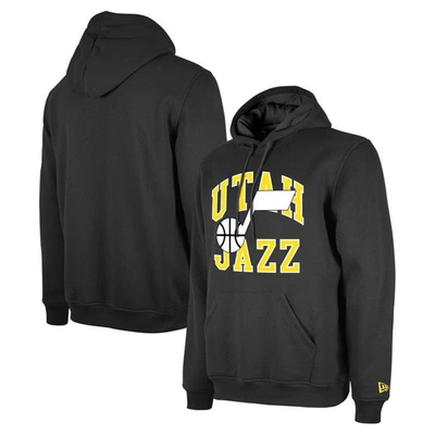 New Era Women's Purple Los Angeles Lakers Boxy Raw Edge Pullover Hoodie In Black