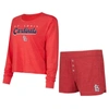 CONCEPTS SPORT CONCEPTS SPORT  RED ST. LOUIS CARDINALS METER KNIT LONG SLEEVE T-SHIRT & SHORTS SET