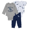 WEAR BY ERIN ANDREWS NEWBORN & INFANT WEAR BY ERIN ANDREWS GRAY/WHITE/NAVY TAMPA BAY RAYS THREE-PIECE TURN ME AROUND BODY