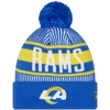 New Era Royal Los Angeles Rams Striped Cuffed Knit Hat With Pom In Royal