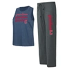 CONCEPTS SPORT CONCEPTS SPORT CHARCOAL/NAVY CLEVELAND GUARDIANS METER MUSCLE TANK AND PANTS SLEEP SET