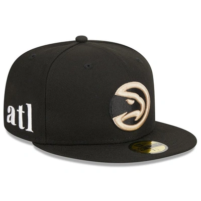 New Era Men's  Black Atlanta Hawks 2023/24 City Edition Alternate 59fifty Fitted Hat