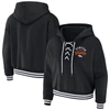 WEAR BY ERIN ANDREWS WEAR BY ERIN ANDREWS BLACK DENVER BRONCOS LACE-UP PULLOVER HOODIE