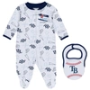 WEAR BY ERIN ANDREWS NEWBORN & INFANT WEAR BY ERIN ANDREWS WHITE TAMPA BAY RAYS SLEEP & PLAY FULL-ZIP FOOTED JUMPER WITH 