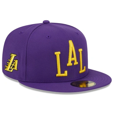 NEW ERA NEW ERA  PURPLE LOS ANGELES LAKERS 2023/24 CITY EDITION ALTERNATE 59FIFTY FITTED HAT