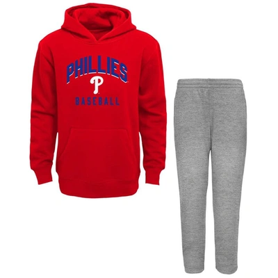OUTERSTUFF INFANT RED/HEATHER GRAY PHILADELPHIA PHILLIES PLAY BY PLAY PULLOVER HOODIE & PANTS SET