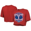 Majestic Threads Red Texas Rangers 2023 World Series Champions Best Face Forward Boxy Cropped Tri-bl In Red
