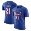 Nike Big Boys And Girls Joel Embiid Royal Philadelphia 76ers Logo Name And Number Performance T-shirt In Royal