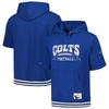 MITCHELL & NESS MITCHELL & NESS ROYAL INDIANAPOLIS COLTS PRE-GAME SHORT SLEEVE PULLOVER HOODIE