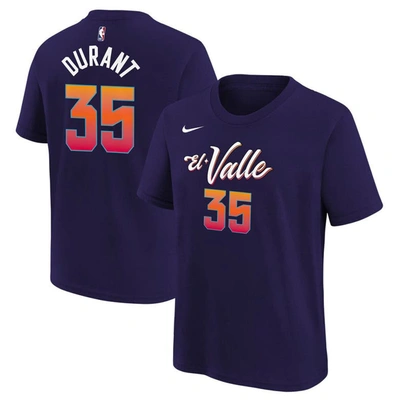 NIKE YOUTH NIKE KEVIN DURANT PURPLE PHOENIX SUNS 2023/24 CITY EDITION NAME & NUMBER T-SHIRT