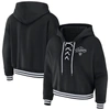 Wear By Erin Andrews Black Las Vegas Raiders Lace-up Pullover Hoodie In Black