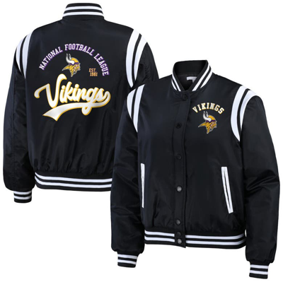 Wear By Erin Andrews Black Minnesota Vikings Full-zip Bomber Jacket