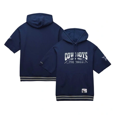MITCHELL & NESS MITCHELL & NESS NAVY DALLAS COWBOYS PRE-GAME SHORT SLEEVE PULLOVER HOODIE
