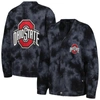 THE WILD COLLECTIVE THE WILD COLLECTIVE BLACK OHIO STATE BUCKEYES JEWELED TIE-DYE BUTTON-UP V-NECK SWEATER
