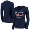 G-iii 4her By Carl Banks Navy New England Patriots Post Season Long Sleeve V-neck T-shirt In Navy