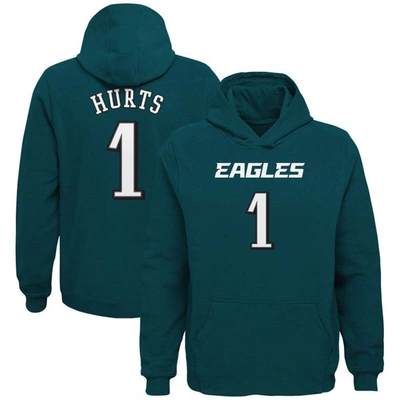 Outerstuff Kids' Big Boys Jalen Hurts Midnight Green Philadelphia Eagles Mainliner Player Name And Number Pullover Ho