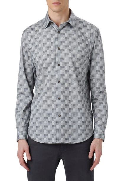 Bugatchi James Ooohcotton® Check Print Button-up Shirt In Cement