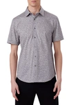 BUGATCHI MILES OOOHCOTTON® ABSTRACT PRINT SHORT SLEEVE STRETCH BUTTON-UP SHIRT