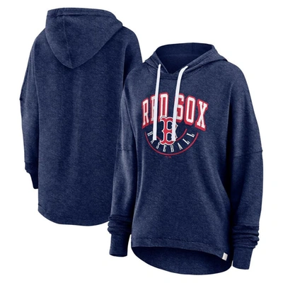 Fanatics Women's  Heather Navy Distressed Atlanta Braves Luxe Pullover Hoodie