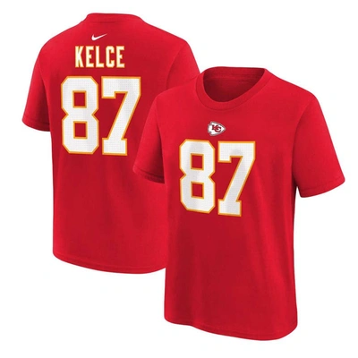 Nike Kids' Little Boys And Girls  Travis Kelce Red Kansas City Chiefs Player Name And Number T-shirt
