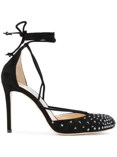 Jimmy Choo Kasey 100mm Star-studded Ankle-wrap Pump, Black