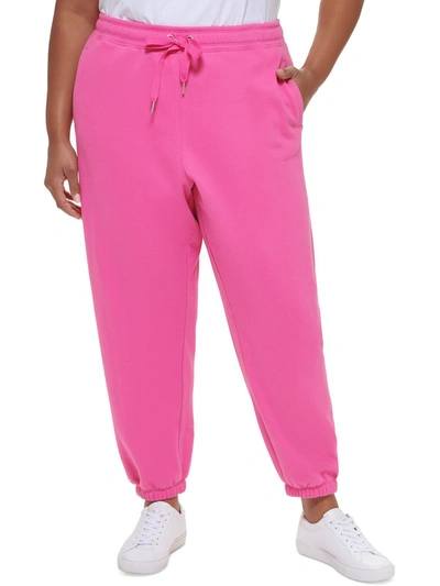 Calvin Klein Performance Plus Womens Fleece Lined Activewear Jogger Pants In Pink