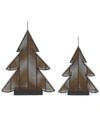 K & K INTERIORS SET OF 2 METAL CHRISTMAS TREE LANTERNS