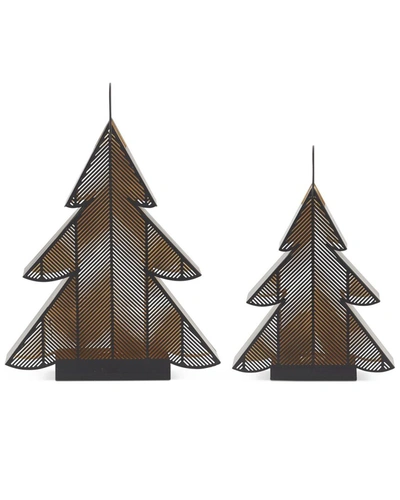 K & K Interiors Set Of 2 Metal Christmas Tree Lanterns In Black