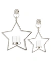 K & K INTERIORS SET OF 2 METAL STAR HURRICANE CANDLEHOLDERS