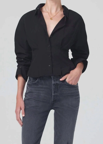 CITIZENS OF HUMANITY FRANCIS CORSET SHIRT IN BLACK