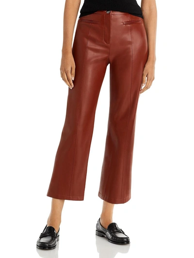 T TAHARI WOMENS FAUX LEATHER CROPPED BOOTCUT PANTS